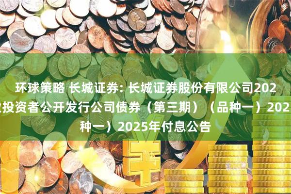 环球策略 长城证券: 长城证券股份有限公司2024年面向专业投资者公开发行公司债券（第三期）（品种一）2025年付息公告