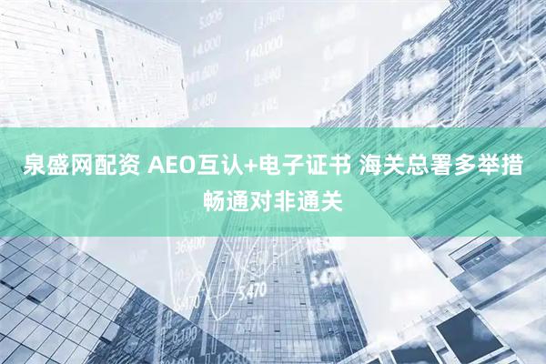 泉盛网配资 AEO互认+电子证书 海关总署多举措畅通对非通关